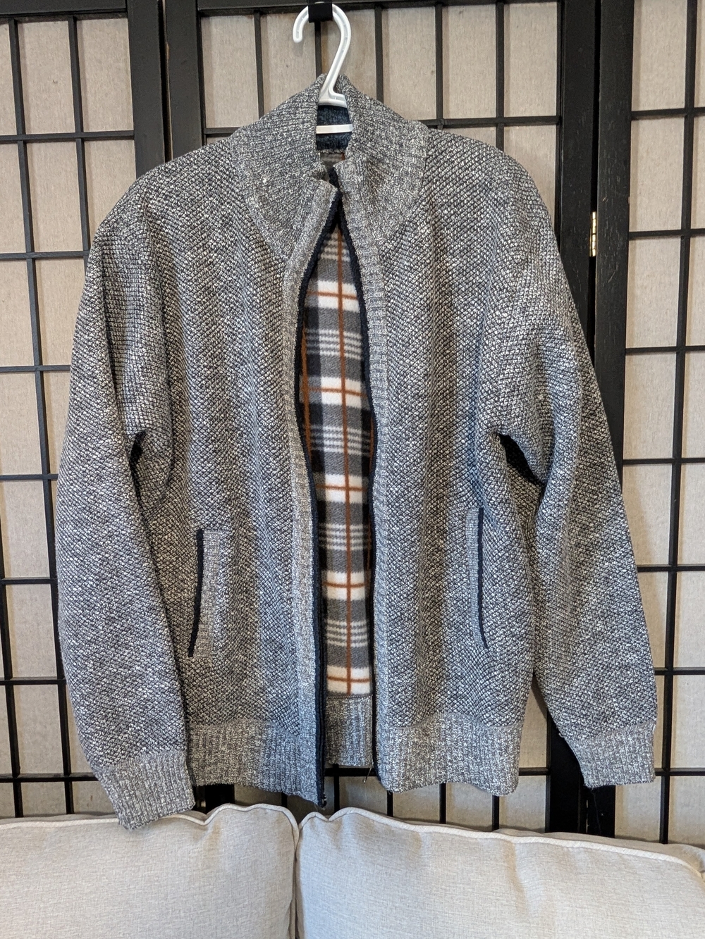 Gray Full-Zip Knit Sweater Jacket Sz M Men's Or L Womens